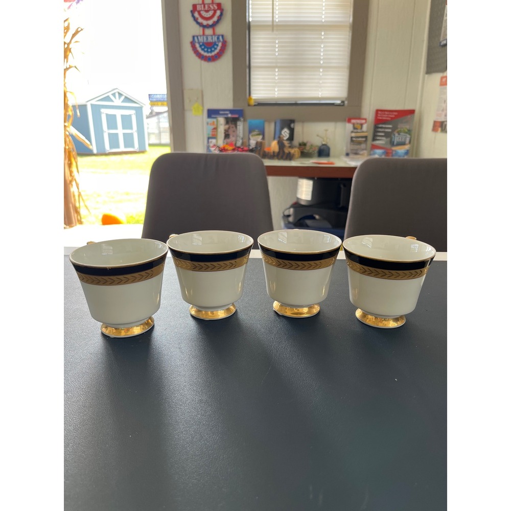 Amcrest Japan Roma‎ 3355 7 Fine China Gold Trim Tea Cups Set of 4